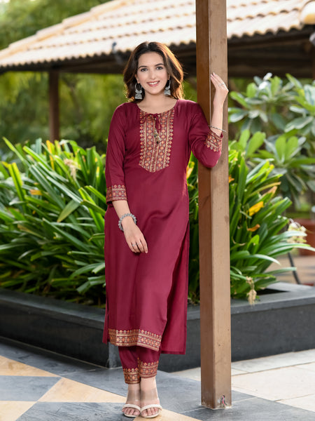 Women Viscose Rayon Kurta Pant Dupatta Set