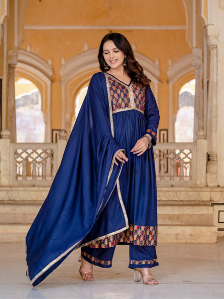 Women Viscose Rayon Kurta Palazzo Set