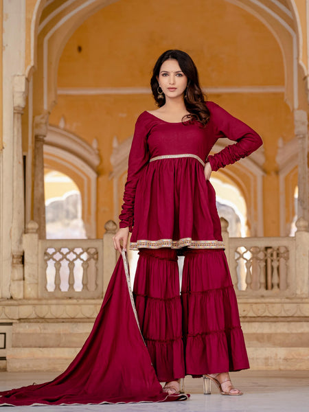 Women Viscose Rayon Kurta Palazzo Set