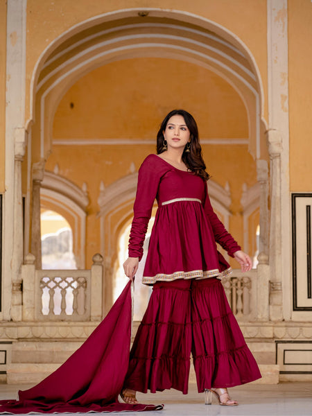 Women Viscose Rayon Kurta Palazzo Set
