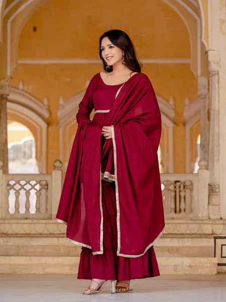Women Viscose Rayon Kurta Palazzo Set
