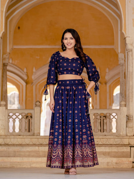 Embroidered Stitched Lehenga & Choli with Dupatta