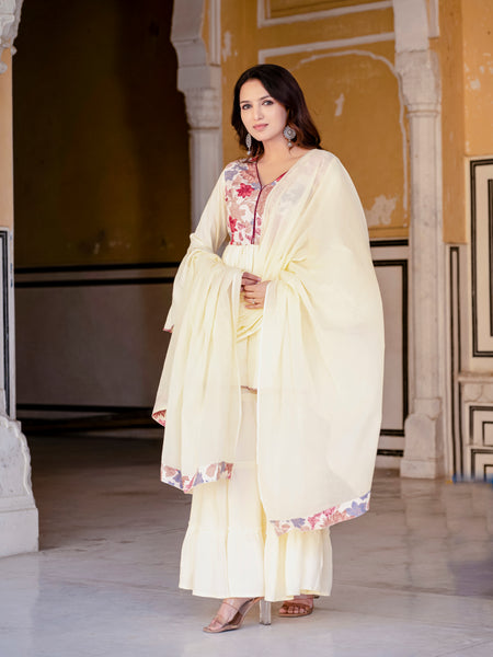 Women Floral Print Flared Kurta Set