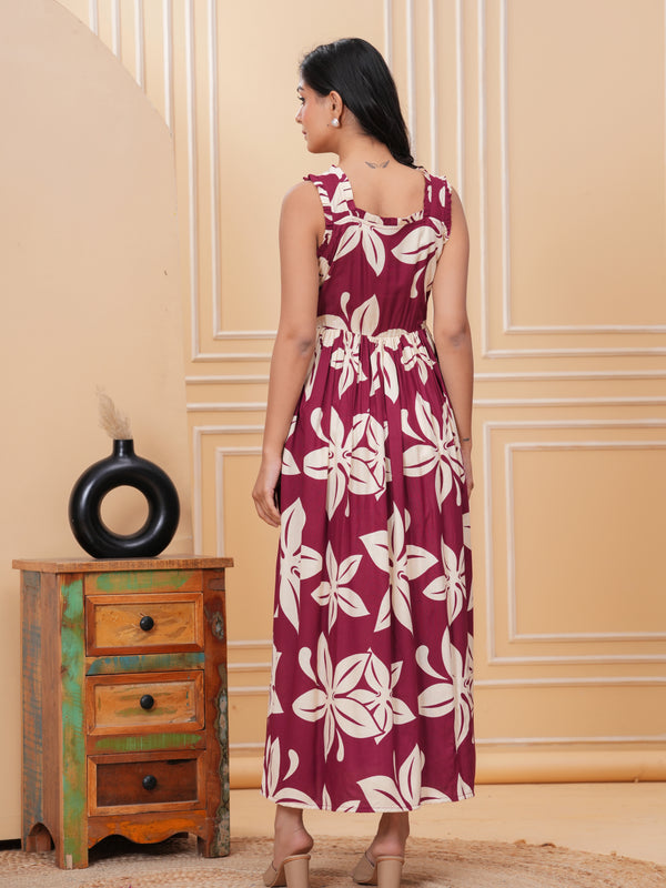 Women's Floral Print Fit & Flare Dress