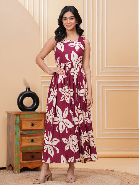 Women's Floral Print Fit & Flare Dress