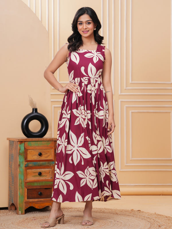 Women's Floral Print Fit & Flare Dress