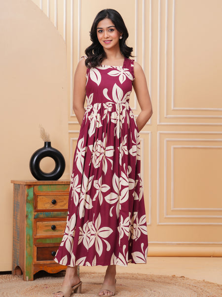 Women's Floral Print Fit & Flare Dress