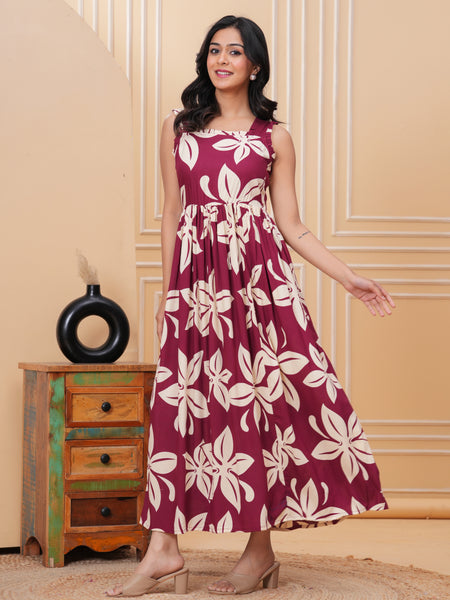 Women's Floral Print Fit & Flare Dress