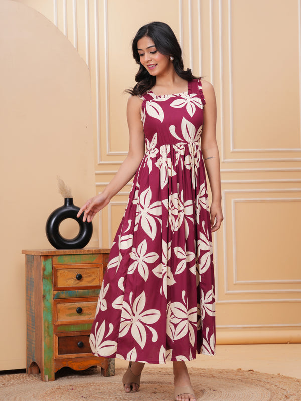 Women's Floral Print Fit & Flare Dress