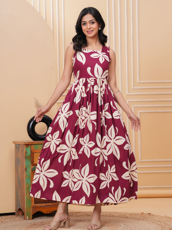 Women's Floral Print Fit & Flare Dress