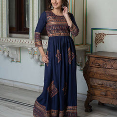 Women Floral Print Round-Neck Anarkali Kurta