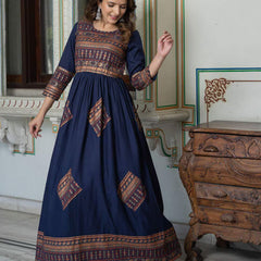 Women Floral Print Round-Neck Anarkali Kurta