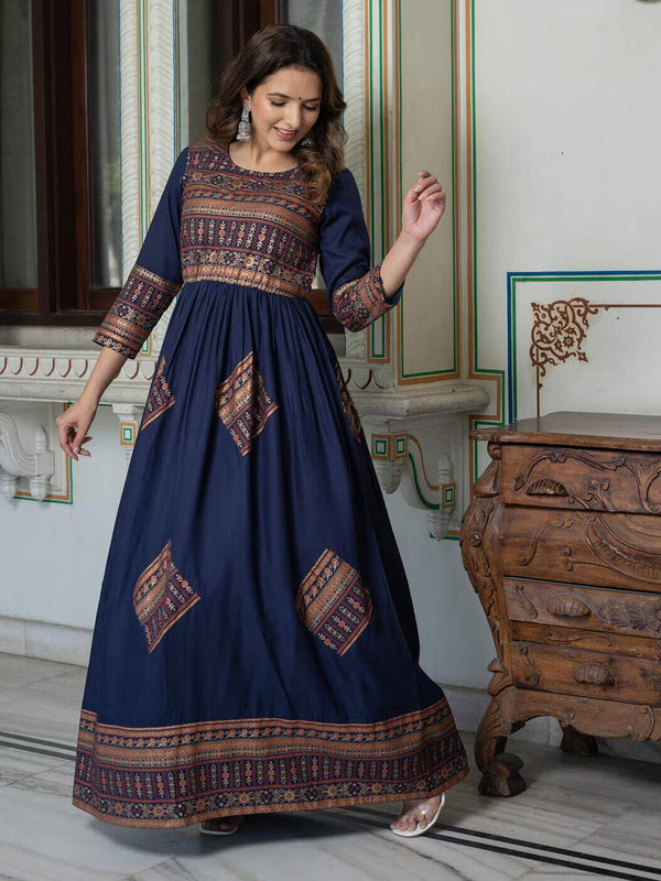 Women Floral Print Round-Neck Anarkali Kurta
