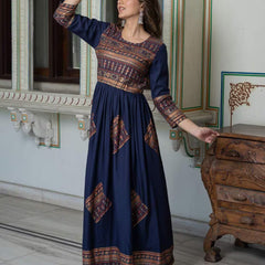 Women Floral Print Round-Neck Anarkali Kurta