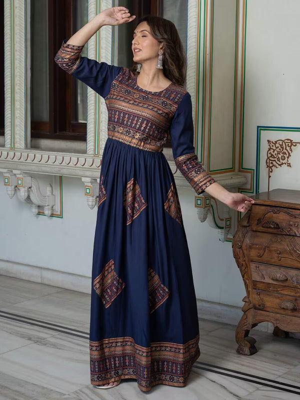 Women Floral Print Round-Neck Anarkali Kurta