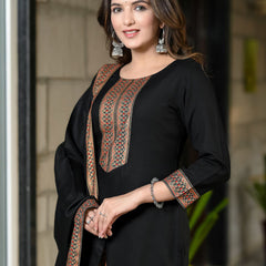 Women Viscose Rayon Kurta Pant Dupatta Set