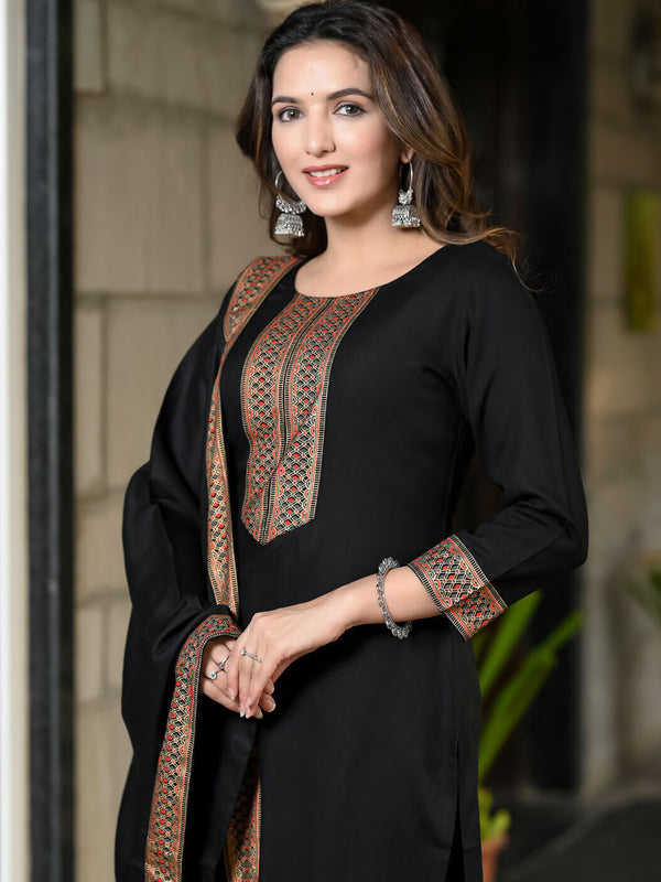 Women Viscose Rayon Kurta Pant Dupatta Set
