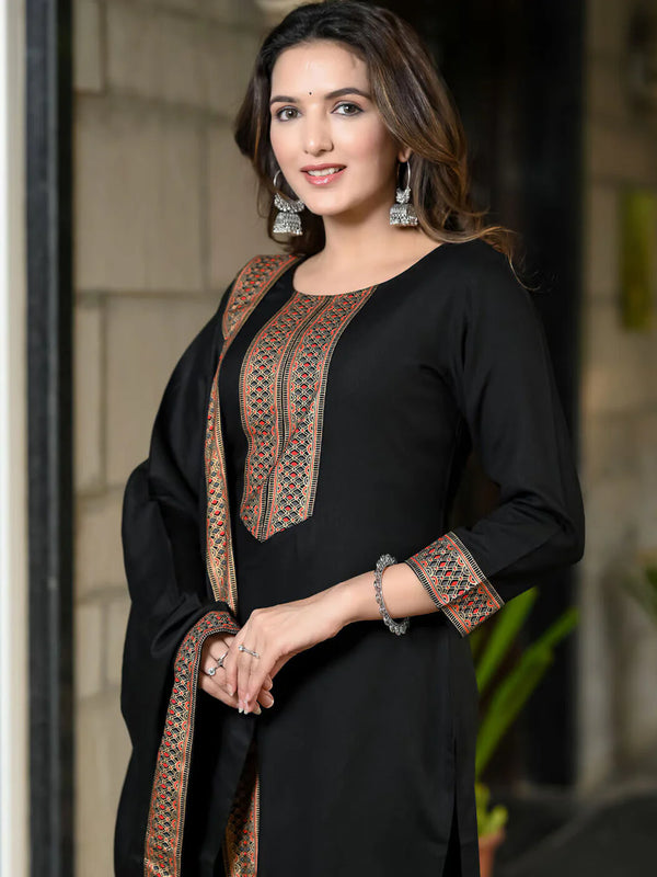 Women Viscose Rayon Kurta Pant Dupatta Set