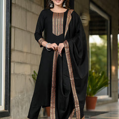 Women Viscose Rayon Kurta Pant Dupatta Set