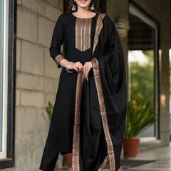 Women Viscose Rayon Kurta Pant Dupatta Set