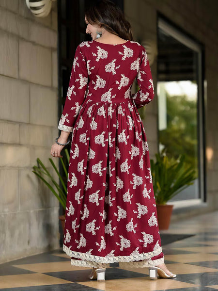 Women Floral Flared Kurta & Palazzo Set
