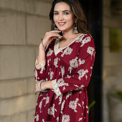 Women Floral Flared Kurta & Palazzo Set
