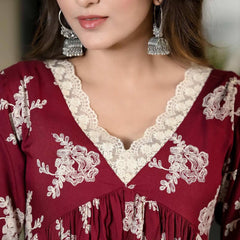 Women Floral Flared Kurta & Palazzo Set