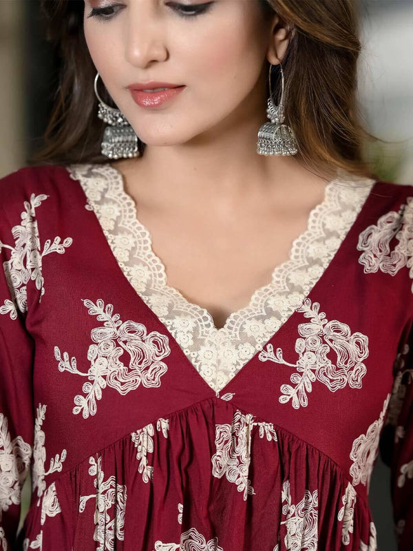 Women Floral Flared Kurta & Palazzo Set