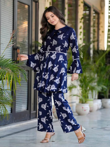 Women Floral Print 2-Piece Top & Pants Set
