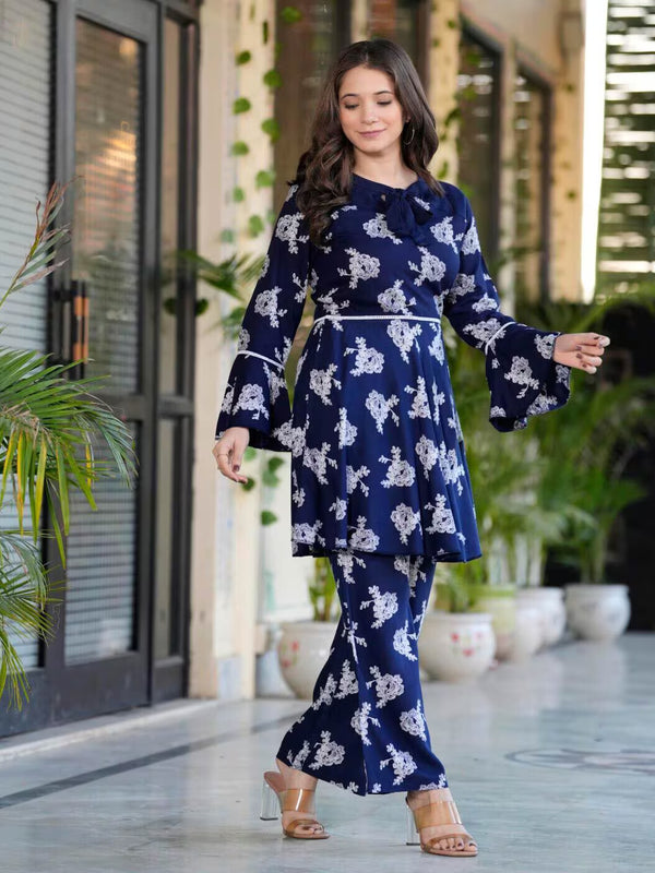 Women Floral Print 2-Piece Top & Pants Set