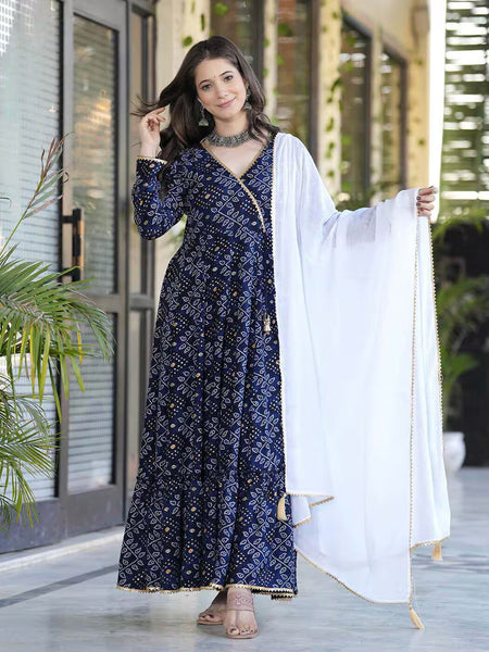 Women Printed Anarkali Kurta Suit Set