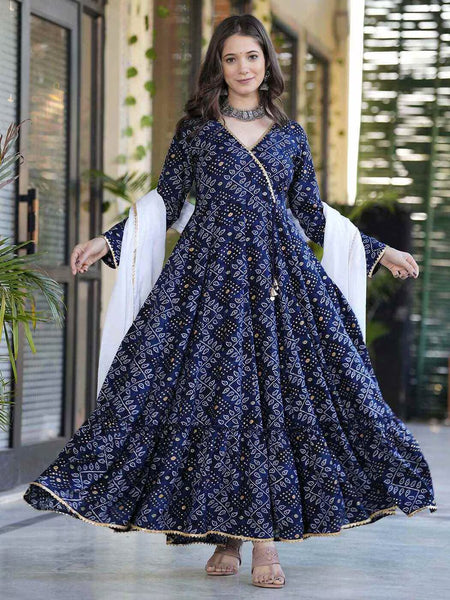 Women Printed Anarkali Kurta Suit Set