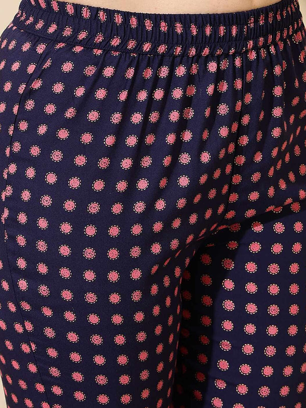 Women Floral Print Angrakha Kurta Set
