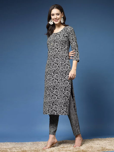 Women Floral Print Straight Kurta & Pants Set