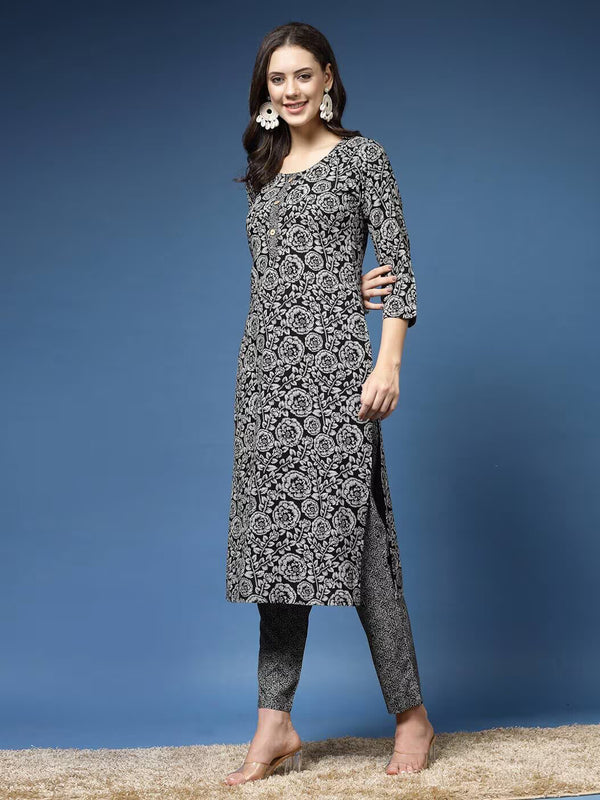 Women Floral Print Straight Kurta & Pants Set