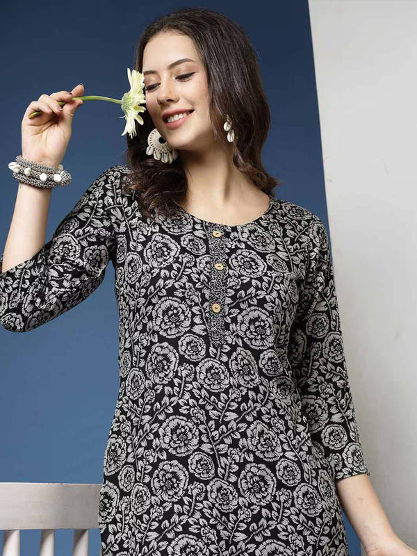 Women Floral Print Straight Kurta & Pants Set