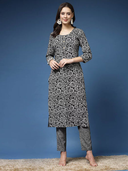 Women Floral Print Straight Kurta & Pants Set