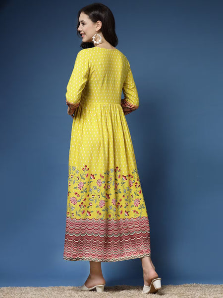 Floral Print Flared Kurta
