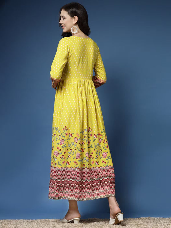 Floral Print Flared Kurta
