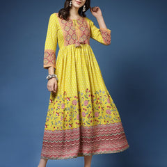 Floral Print Flared Kurta
