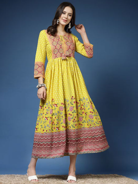 Floral Print Flared Kurta