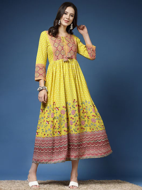 Floral Print Flared Kurta