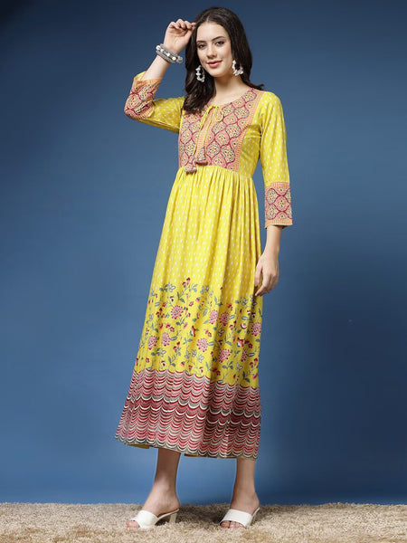 Floral Print Flared Kurta
