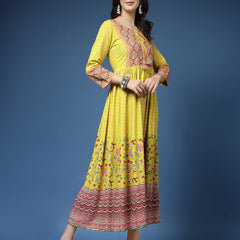 Floral Print Flared Kurta