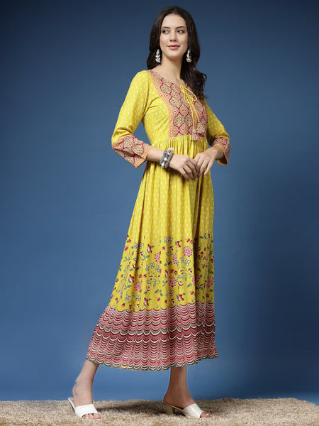 Floral Print Flared Kurta