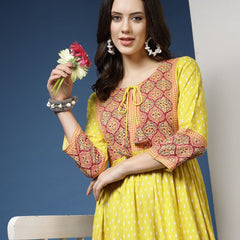 Floral Print Flared Kurta