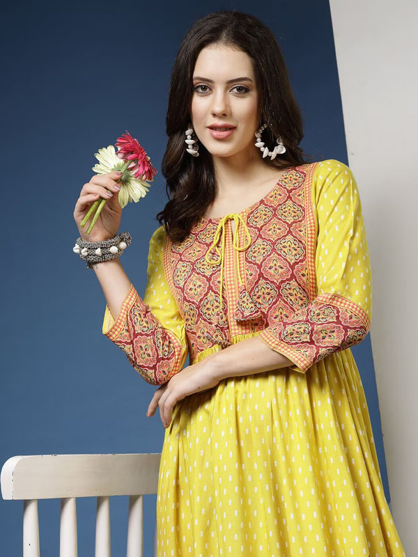 Floral Print Flared Kurta