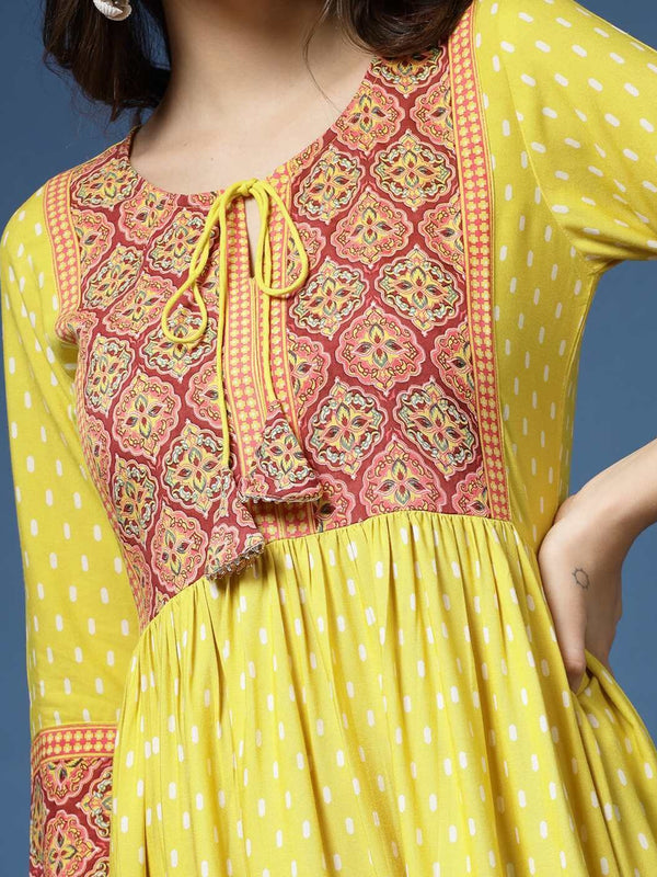 Floral Print Flared Kurta