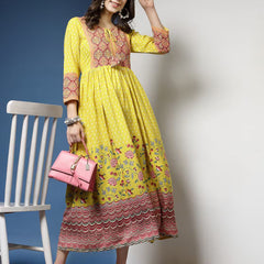 Floral Print Flared Kurta