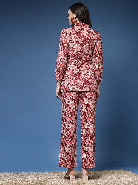 Women Floral Print Top & Trousers Set